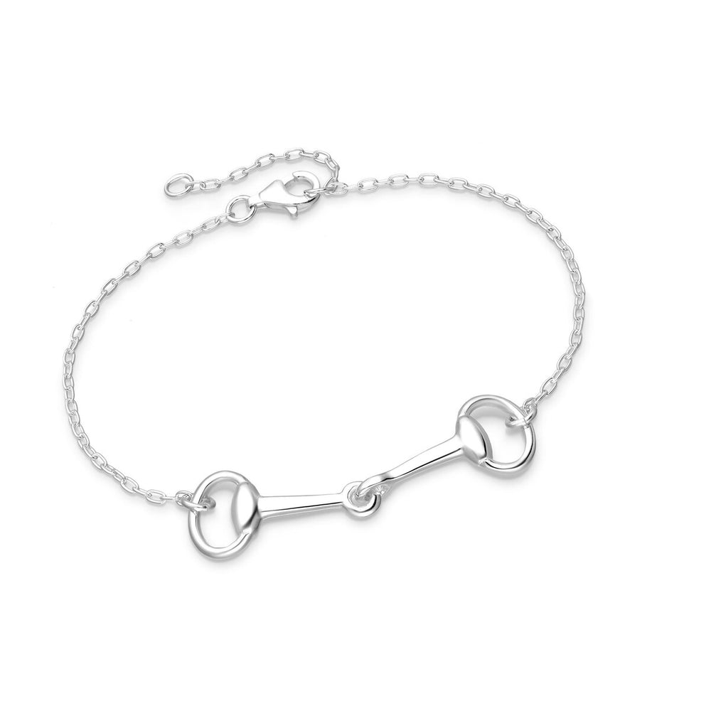 Ag Sterling Silver Horse Bit Charm Chain Bracelet