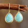 Amazonite Goldtone Teardrop Drop Earrings