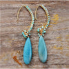 Amazonite & Goldtone Long Teardrop Earrings