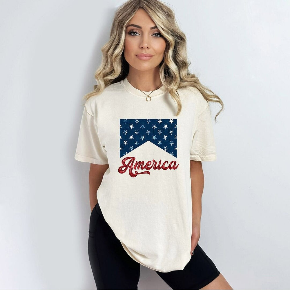 America Retro Cursive Garment Dyed Tee