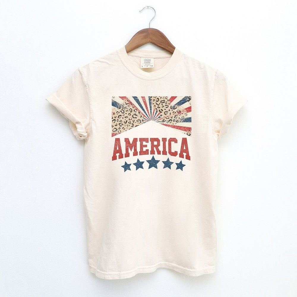 America Stars Leopard Garment Dyed Tee