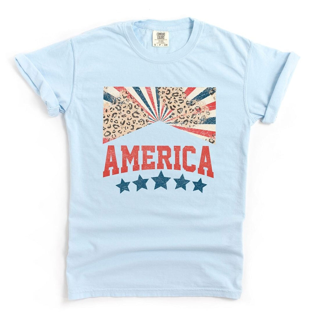 America Stars Leopard Garment Dyed Tee