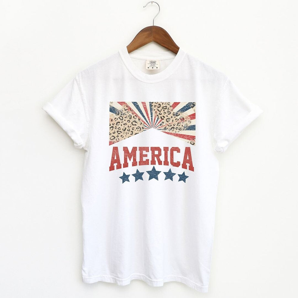 America Stars Leopard Garment Dyed Tee