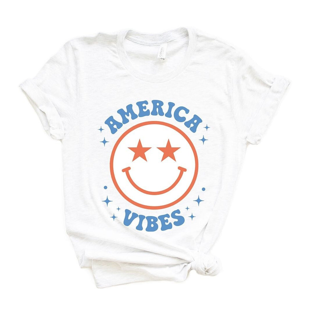 America Vibes Smiley Short Sleeve Crewnneck Tee