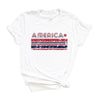 America With Stars And Stripes Short Sleeve Crewnneck Tee