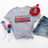 America With Stars And Stripes Short Sleeve Crewnneck Tee