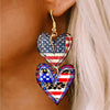 American Flag Dual Hearts Drop Earrings