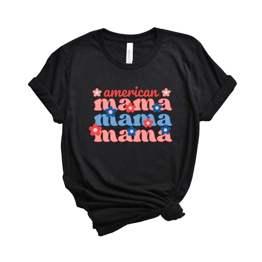 American Mama Smiley Face Short Sleeve Crewnneck Tee