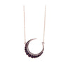 Amethyst Crystal Crescent Moon Pendant Necklace - White