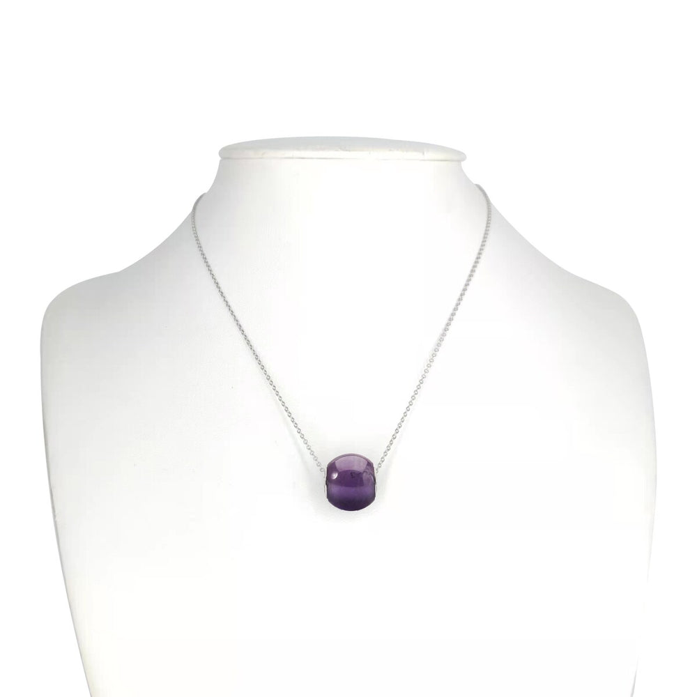 Amethyst Sterling Silver Bead Pendant Necklace