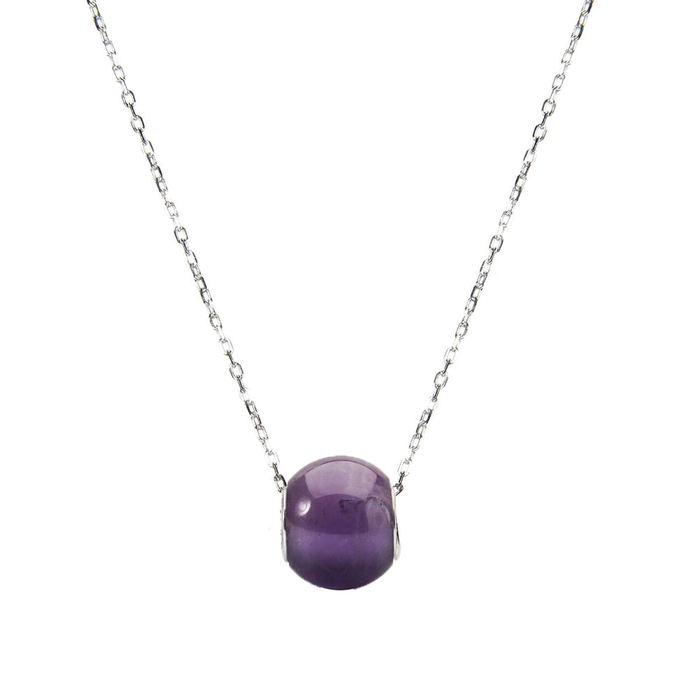 Amethyst Sterling Silver Bead Pendant Necklace