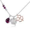 Amethyst & Clear Swarovski Crystal Good Luck Charm Clover Necklace - White