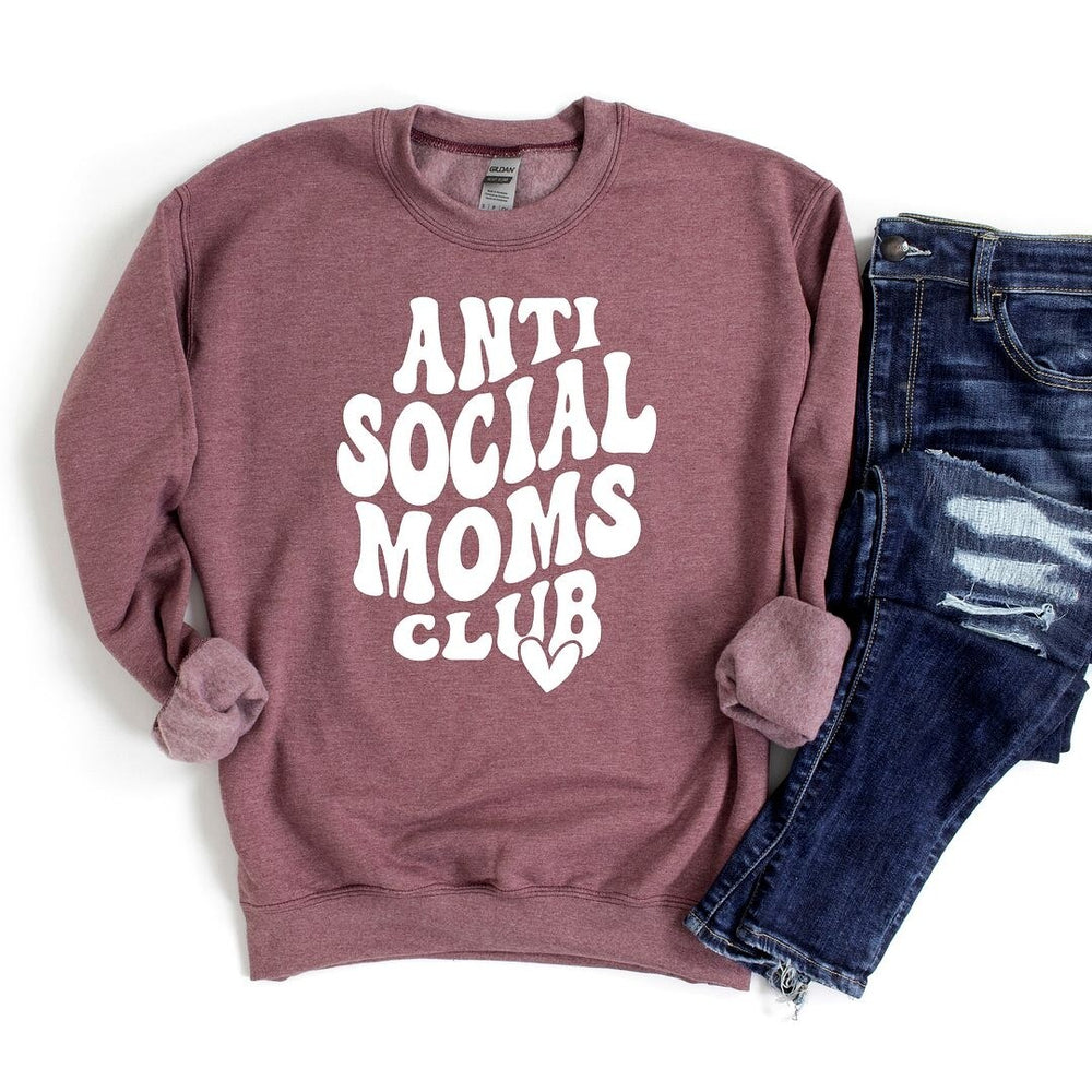 Anti Social Moms Club Heart Graphic Sweatshirt