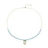 Apatite and Freshwater Pearl Beaded Pendant Necklace with Adjustable Chain