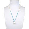 Apatite and Freshwater Pearl Beaded Pendant Necklace with Adjustable Chain