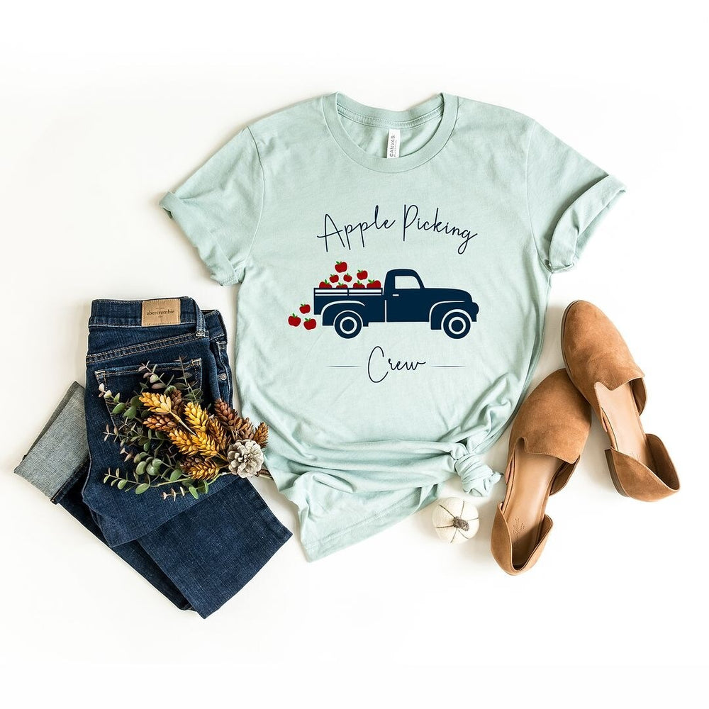 Apple Picking Crew Truck Short Sleeve Crewnneck Tee