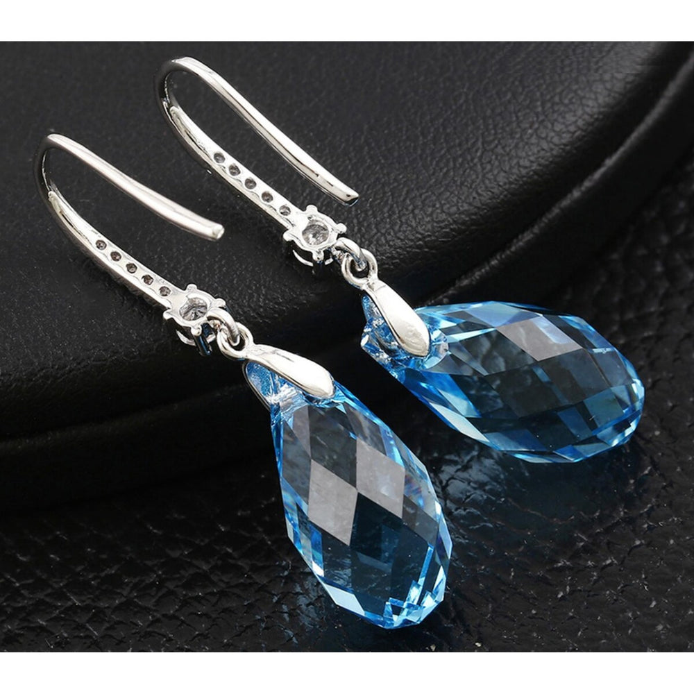 Aqua Briolette Swarovski Crystal Drop Earrings