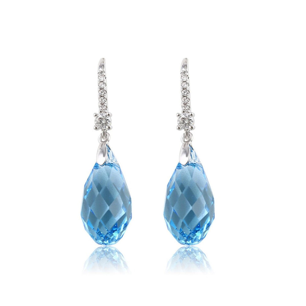 Aqua Briolette Swarovski Crystal Drop Earrings