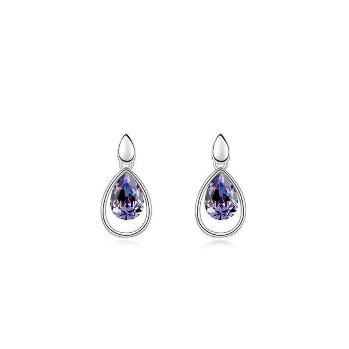 Aqua Dual Teardrop Earrings With Swarovski Crystal