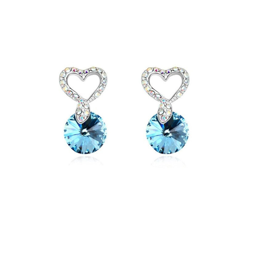 Aqua Rivoli Heart Swarovski Crystal Earrings