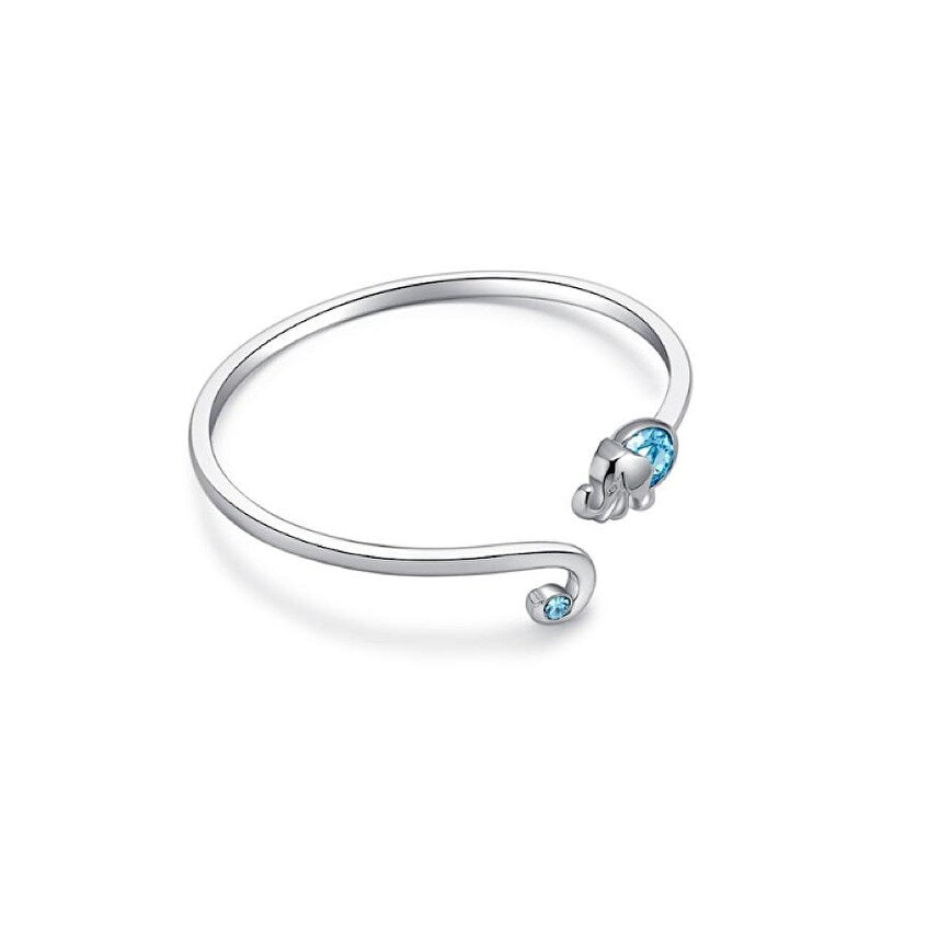 Aqua Swarovski Crystal Elephant Bangle Bracelet