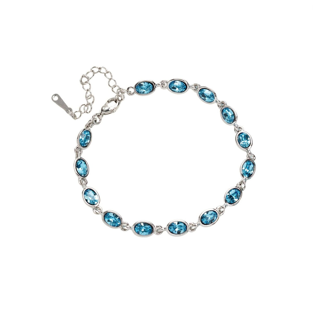 Aqua Swarovski Crystal Oval Tennis Bracelet