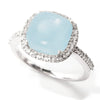 Aquamarine and White Topaz Sterling Silver Halo Ring