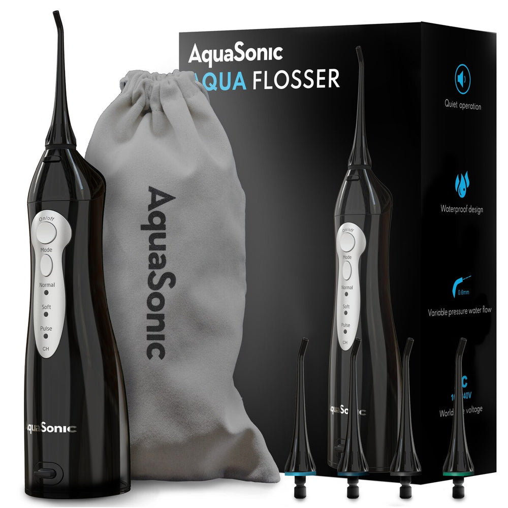 Aquasonic Aqua Flosser - Professional Rechargeable Water Flosser with 4 Tips