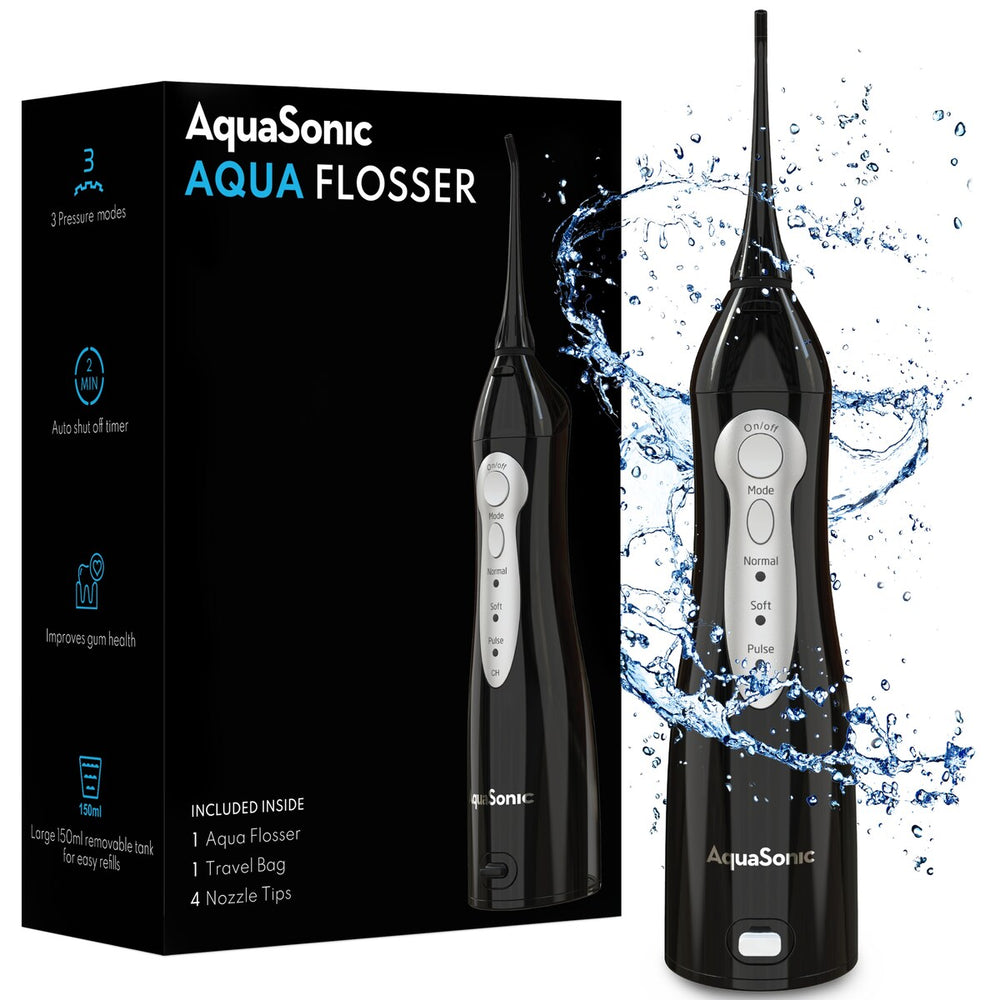 Aquasonic Aqua Flosser - Professional Rechargeable Water Flosser with 4 Tips