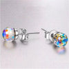 Aurora Borealis Disco Ball Round Crystal Stud Earrings