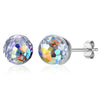 Aurora Borealis Disco Ball Round Crystal Stud Earrings