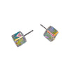 Aurora Borealis Swarovski Crystal Cube Stud Earrings - Aurora Borealis