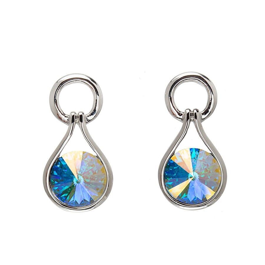 Aurora Borealis Swarovski Crystal Rivoli Circular Earrings - Aurora Borealis