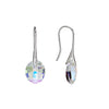 Aurora Borealis Swarovski Crystal Silvertone Oval Drop Earrings - Aurora Borealis