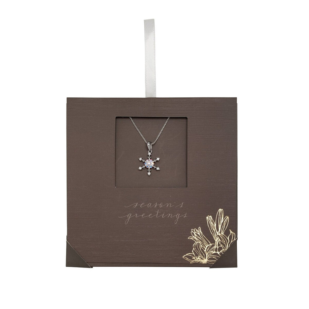 Aurora Borealis Swarovski Crystal Snowflake Pendant Necklace - White