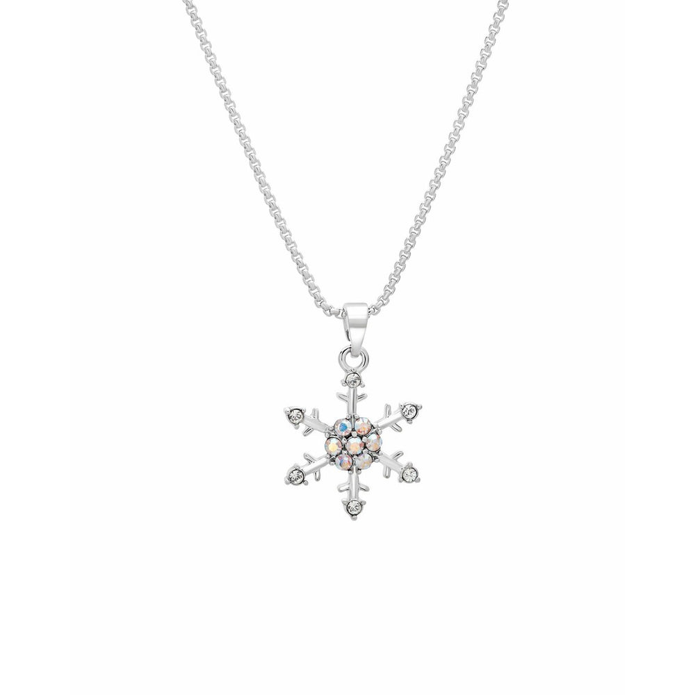 Aurora Borealis Swarovski Crystal Snowflake Pendant Necklace - White