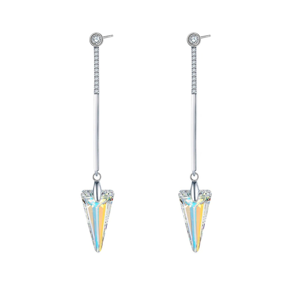 Aurora Borealis Swarovski Crystal Spike Bar Drop Earrings