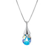 Aurora Borealis Teardrop Crystal Pendant Necklace Made with Quality Austrian Crystals