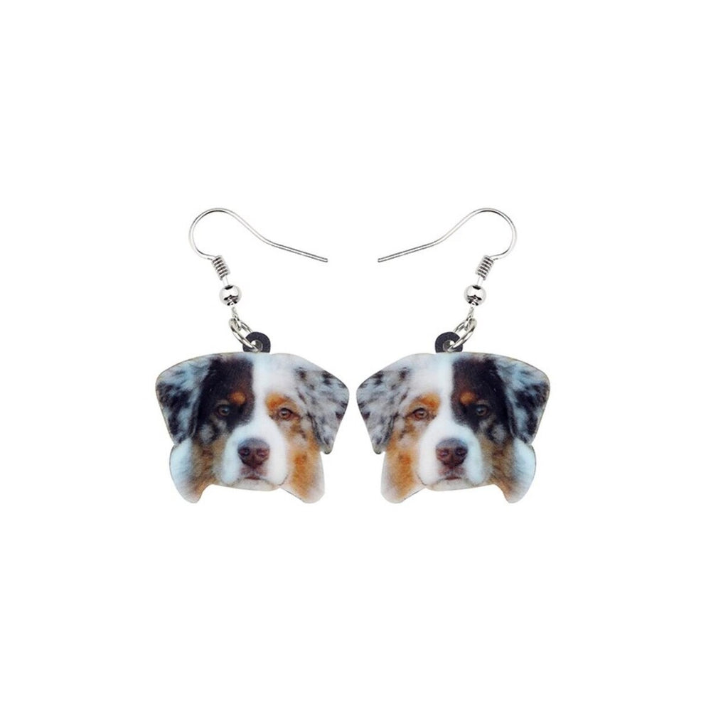 Australian Shepherd Dog Head Drop Earrings