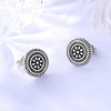 Artisan Bali Filigree Oxidized Floral Stud Earrings in Oxidized Sterling Silver - Black - 8mm D