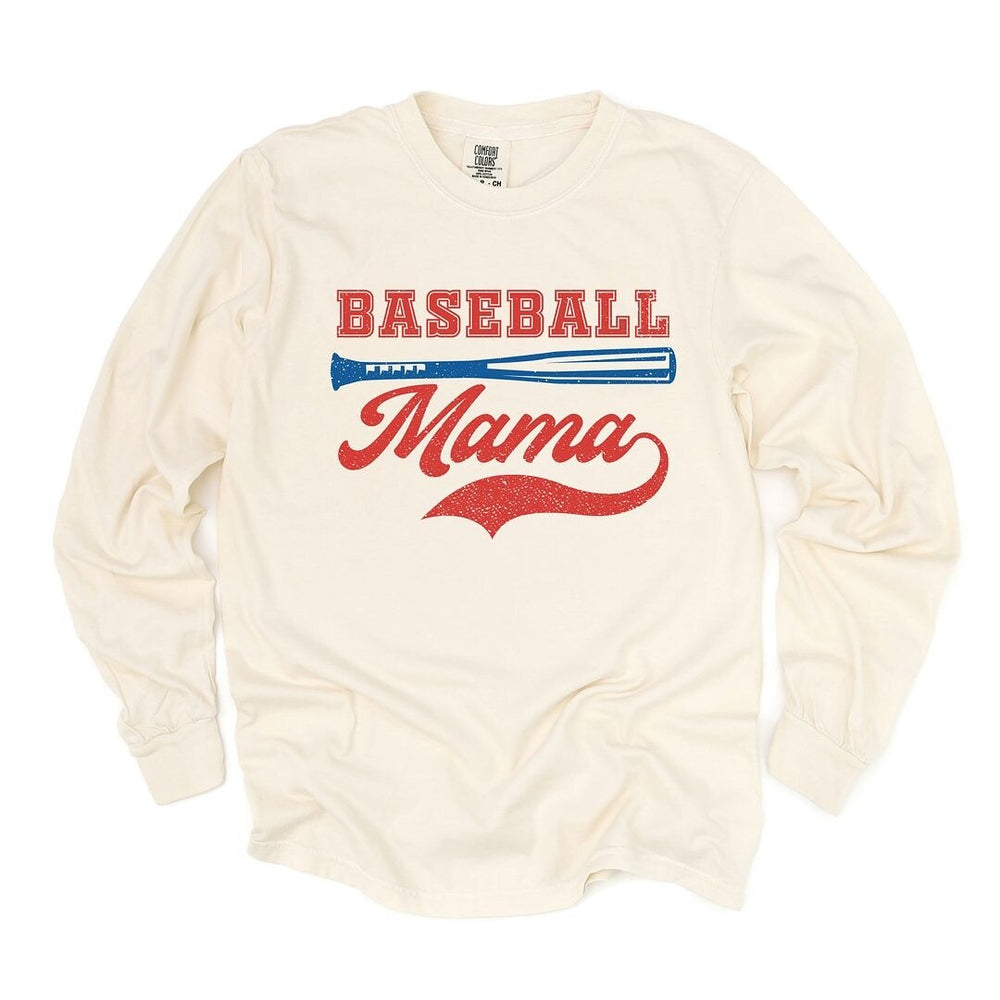 Baseball Mama Grunge Garment Dyed Long Sleeve