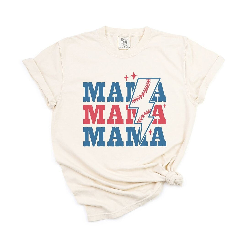 Baseball Mama Lightning Bolt Garment Dyed Tee