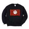 Baseball Stacked Smiley Face Graphic Sweatshirt