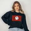 Baseball Stacked Smiley Face Graphic Sweatshirt