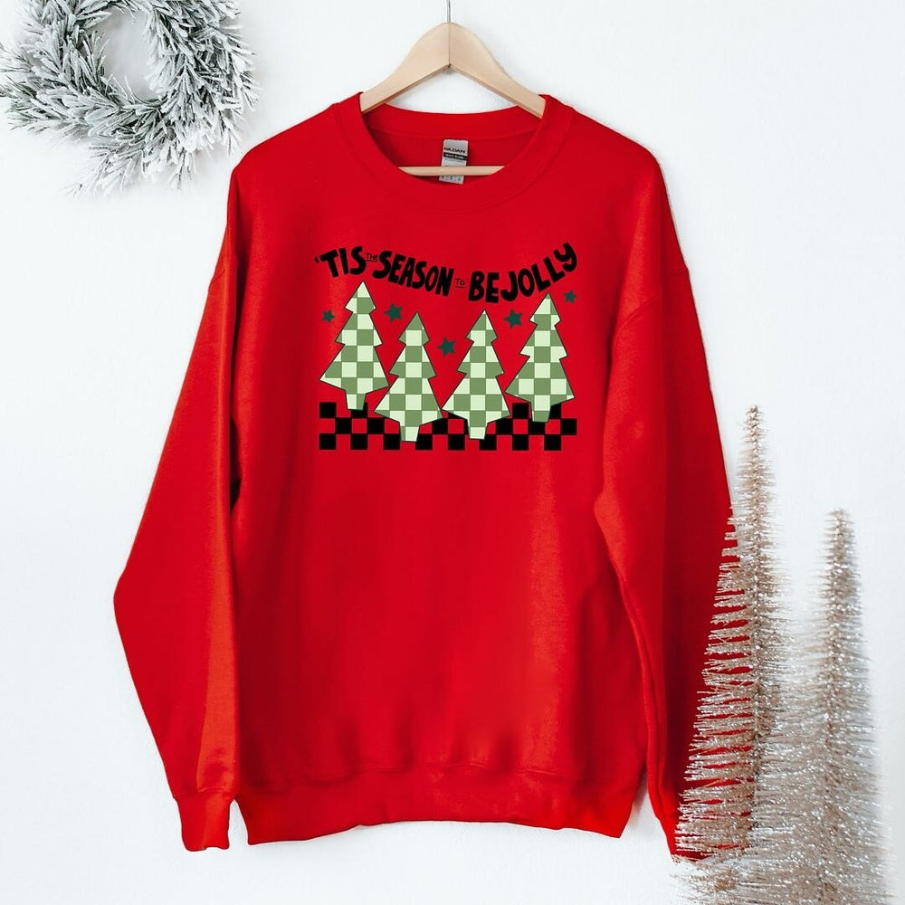 Be Jolly Checkered Tree Graphic Sweatshirt