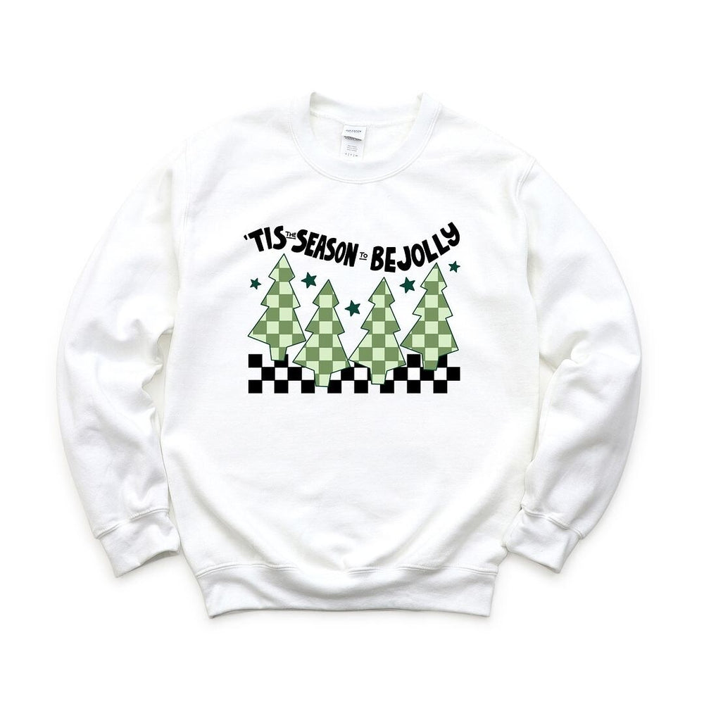 Be Jolly Checkered Tree Graphic Sweatshirt