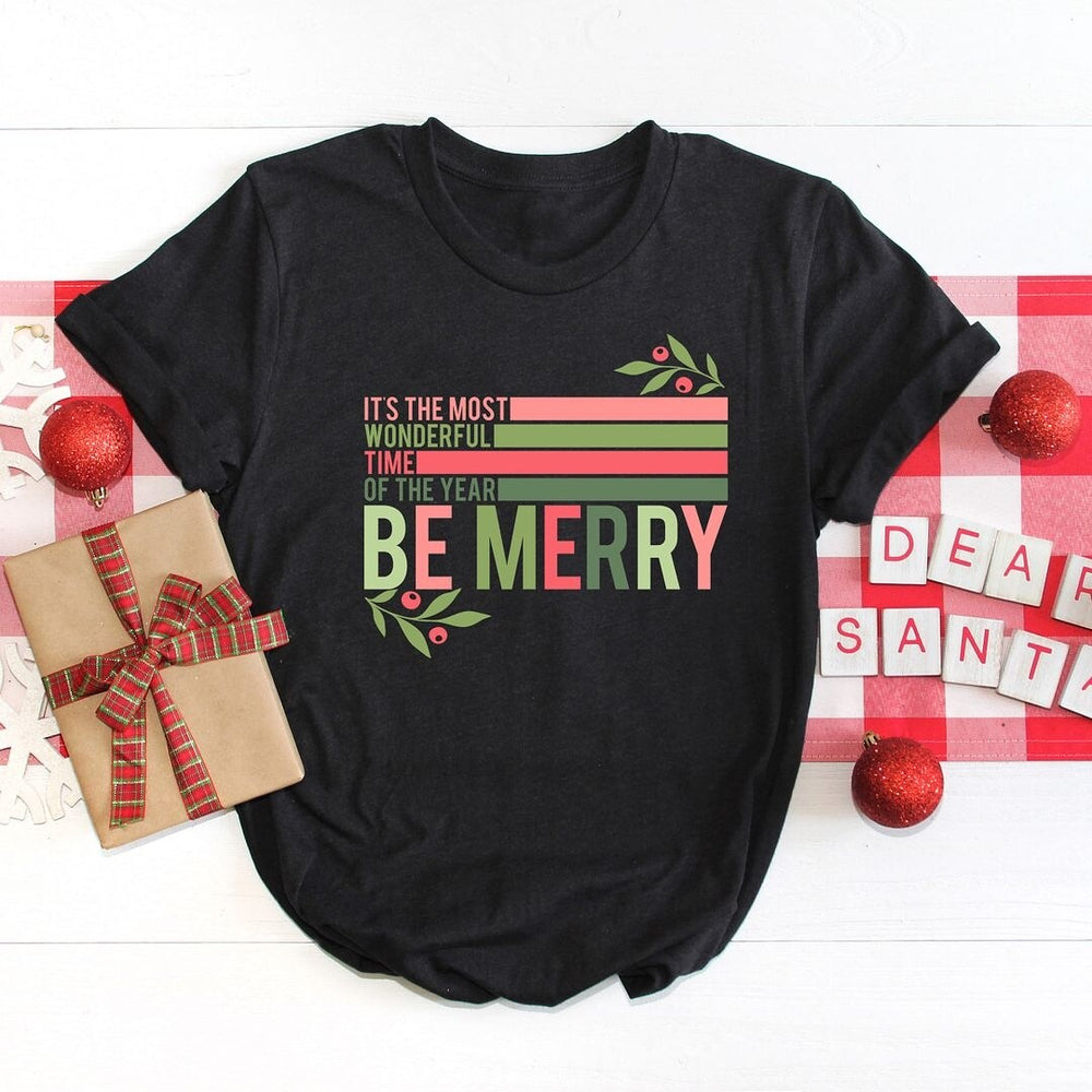 Be Merry Stripes Short Sleeve Tee