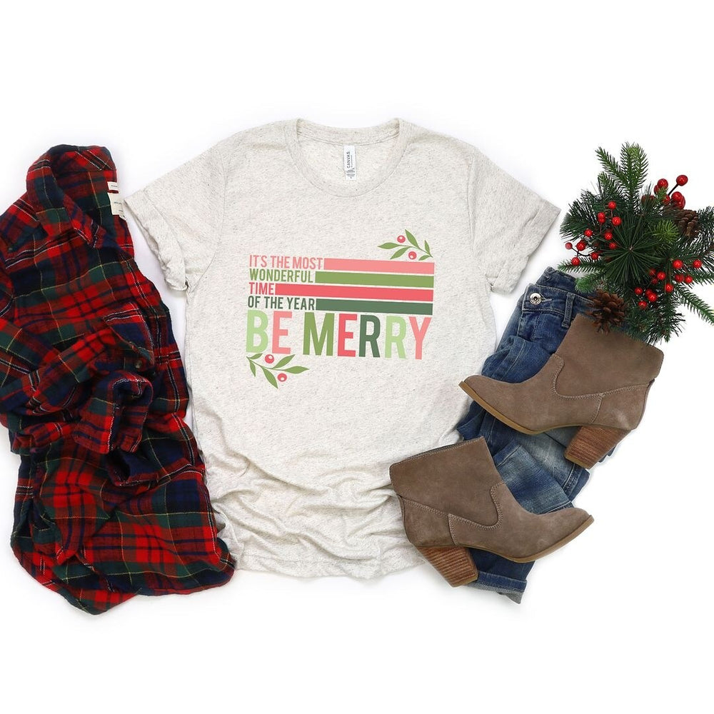 Be Merry Stripes Short Sleeve Tee