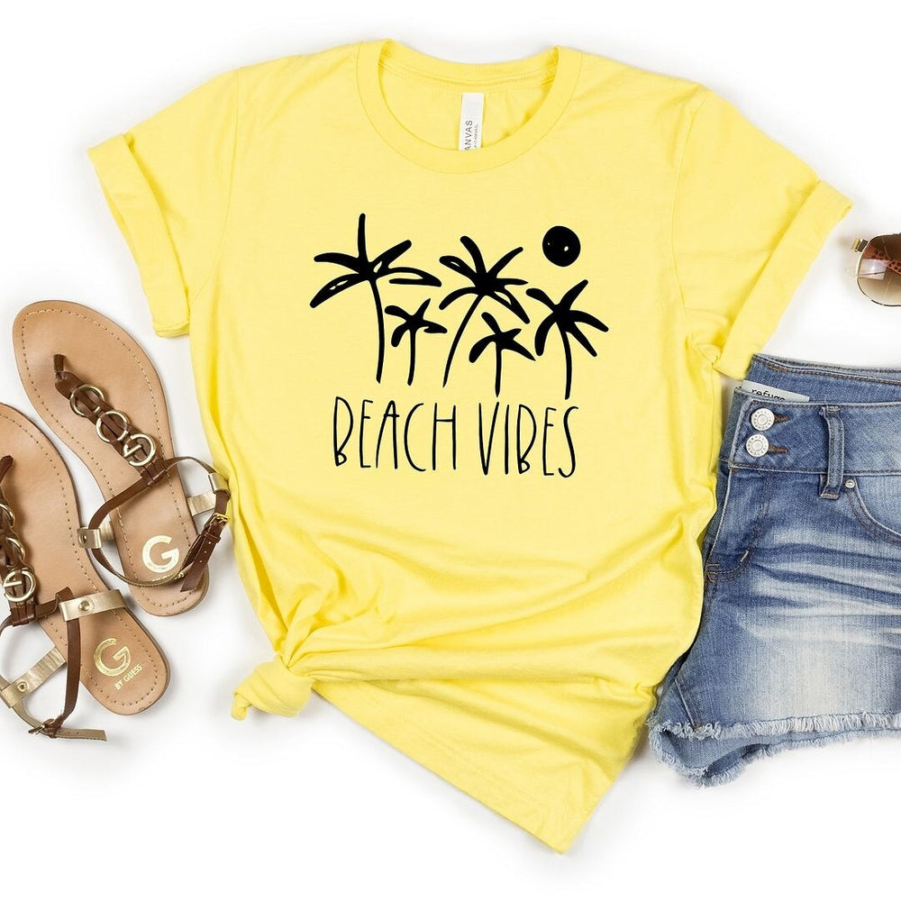 Beach Vibes Trees Short Sleeve Crewnneck Tee