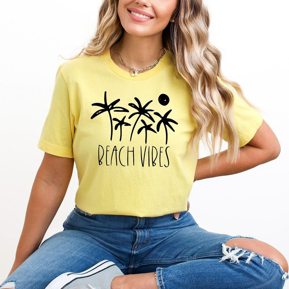 Beach Vibes Trees Short Sleeve Crewnneck Tee